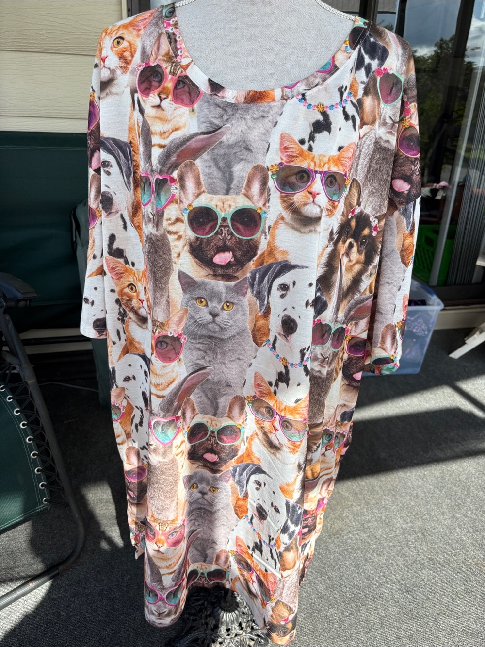Secret Treasures Multicolor Novelty Cat, Dog & Bunny Print Pajama Shirt